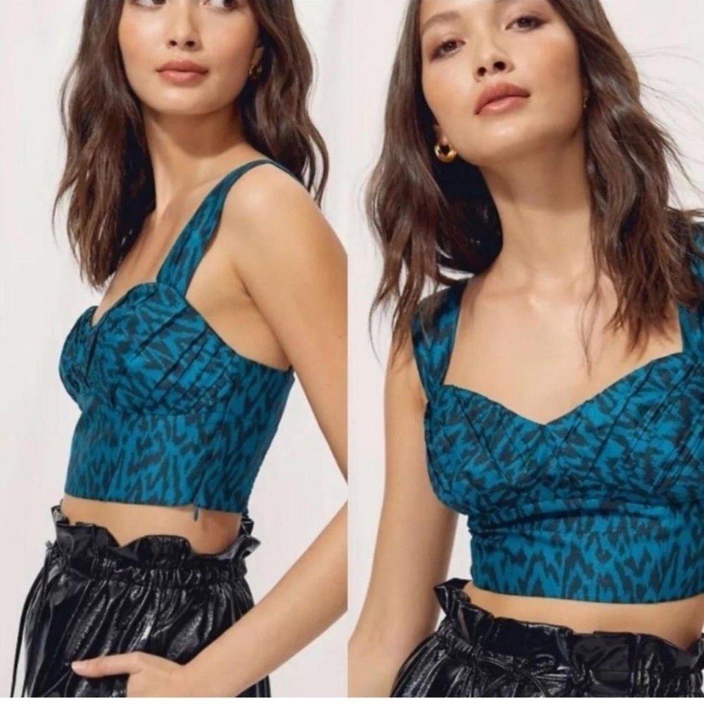 NWT Wilfred Teal Patterned Women's Top Animal Print 8 Rhapsody